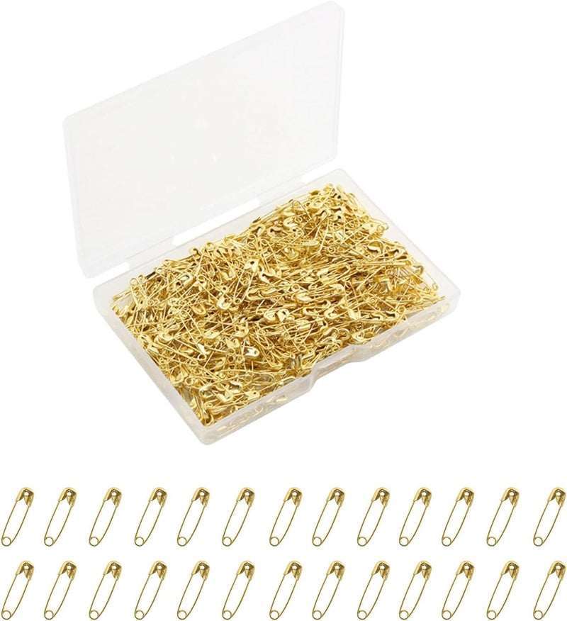 keepsweat Safety Pins,500 Pcs Small Safety Pins for Clothes,19mm Gold Mini Safety Pin,Tiny Metal Fastening Safety Clips for Sewing Jewellery Costume Tag with Reusable Box - Image 1